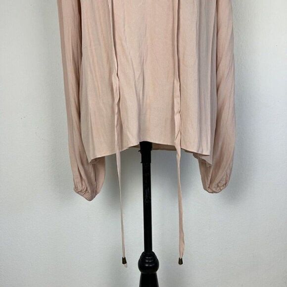 Muche Muchette Women's Pink Flowy Peasant Blouse Tassel Boho Shirt Top OS NWT - Picture 8 of 12